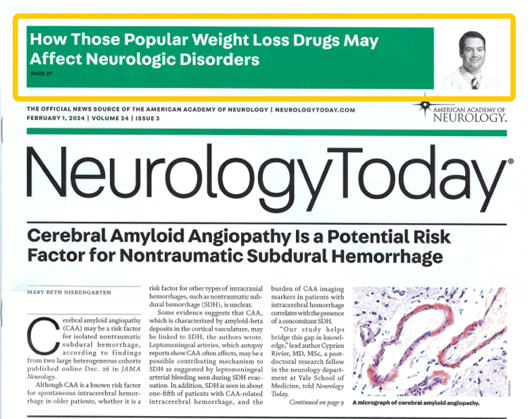 Dr. Callaghan featured in Neurology Today Speaking About Weight